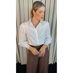 Camisa Feminina Manga Longa Bordada Flor - Cod: 299 - Branca