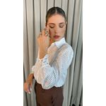 Camisa Feminina Manga Longa Bordada Flor - Cod: 299 - Branca