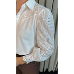 Camisa Feminina Manga Longa Bordada Flor - Cod: 299 - Branca