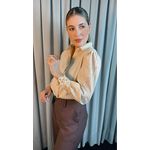 Camisa Feminina Manga Longa Bordada Flor - Cod: 299 - Nude