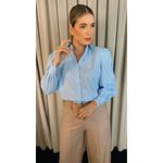 Camisa Feminina Manga Longa Bordada Flor - Cod: 299 - Azul