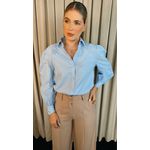 Camisa Feminina Manga Longa Bordada Flor - Cod: 299 - Azul