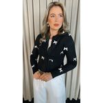 Blusa Feminina Manga Longa Laço - Preto - Cod 278