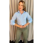 Camisa Feminina Manga Longa Bordada Ramos - Azul - Cod: 517