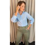 Camisa Feminina Manga Longa Bordada Ramos - Azul - Cod: 517