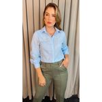 Camisa Feminina Manga Longa Bordada Ramos - Azul - Cod: 517