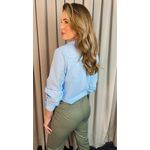 Camisa Feminina Manga Longa Bordada Ramos - Azul - Cod: 517