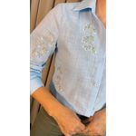 Camisa Feminina Manga Longa Bordada Ramos - Azul - Cod: 517
