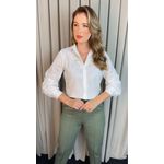 Camisa Feminina Manga Longa Bordada Ramos - Branca - Cod: 517