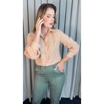 Camisa Feminina Manga Longa Bordada Ramos - Nude - Cod: 517