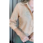 Camisa Feminina Manga Longa Bordada Ramos - Nude - Cod: 517
