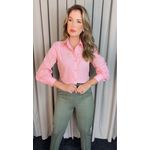 Camisa Feminina Manga Longa Bordada Ramos - Rosa - Cod: 517