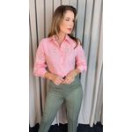 Camisa Feminina Manga Longa Bordada Ramos - Rosa - Cod: 517