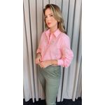Camisa Feminina Manga Longa Bordada Ramos - Rosa - Cod: 517