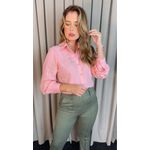 Camisa Feminina Manga Longa Bordada Ramos - Rosa - Cod: 517