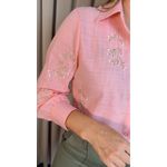 Camisa Feminina Manga Longa Bordada Ramos - Rosa - Cod: 517