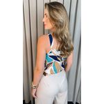 Regata Feminina Estampada - Nude/ Azul - Cod 509