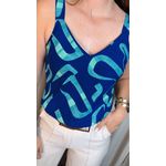 Regata Feminina Estampada - Azul Turquesa - Cod 509