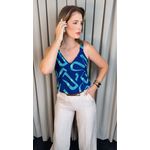 Regata Feminina Estampada - Azul Turquesa - Cod 509