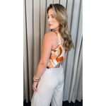 Regata Feminina Estampada - Terracota/ Bege - Cod 509