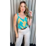 Regata Feminina Estampada - Verde/ Mostarda - Cod 509