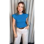 T-shirt Feminina Malha Aba - Azul Listrada - Cod 511