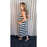 Vestido Feminino Longo Em Malha - Cod 513- Preto/ Branco