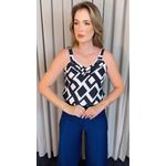 Regata Feminina Estampada - Preta/ Branca - Cod 510