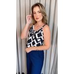 Regata Feminina Estampada - Preta/ Branca - Cod 510
