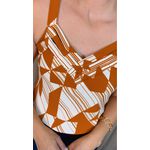Regata Feminina Estampada - Laranja/ Nude - Cod 510
