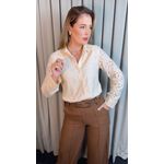 Camisa Feminina Manga Longa Bordada Lese - Off White - Cod: 516