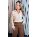 Camisa Feminina Manga Longa Bordada Lese - Off White - Cod: 516