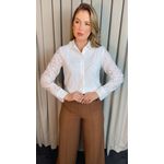 Camisa Feminina Manga Longa Bordada Lese - Branco - Cod: 516