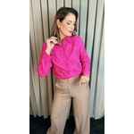 Camisa Feminina Manga Longa Bordada Lese - Pink - Cod: 516