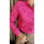 Camisa Feminina Manga Longa Bordada Lese - Pink - Cod: 516