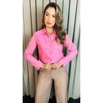 Camisa Feminina Manga Longa Bordada Lese - Rosa - Cod: 516