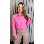 Camisa Feminina Manga Longa Bordada Lese - Rosa - Cod: 516