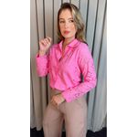 Camisa Feminina Manga Longa Bordada Lese - Rosa - Cod: 516