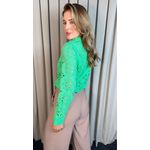 Camisa Feminina Manga Longa Bordada Lese - Verde - Cod: 516