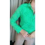 Camisa Feminina Manga Longa Bordada Lese - Verde - Cod: 516