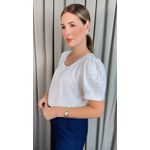 Blusa Feminina Manguinha Bordada - Branco - Cod 503