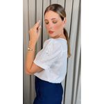 Blusa Feminina Manguinha Bordada - Branco - Cod 503