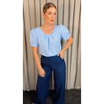Blusa Feminina Manguinha Bordada - Azul - Cod 503
