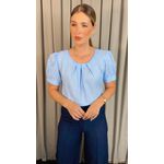 Blusa Feminina Manguinha Bordada - Azul - Cod 503