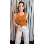 T-shirt Feminina Cavada Bordada - Terracota - Cod 515