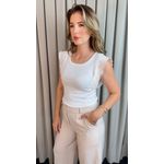 T-shirt Feminina Cavada Bordada - Branca - Cod 515