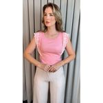 T-shirt Feminina Cavada Bordada - Rosa - Cod 515