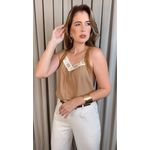 Regata Feminina Bordada - Cod 340 - Marrom