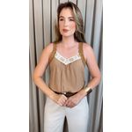 Regata Feminina Bordada - Cod 340 - Marrom