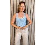 Regata Feminina Bordada - Cod 340 - Azul